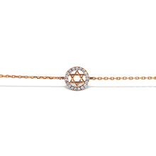 Load image into Gallery viewer, 14k Solid Gold Genuine Natural Diamond Star of David Chain Layering Bracelet