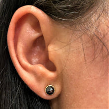 Load image into Gallery viewer, Pair of 14k Gold Genuine Natural Black Rose Cut Diamond Bezel Set Stud Minimalist Dainty Simple Earrings for Women White Yellow Gold