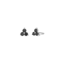 Load image into Gallery viewer, Single (Half Pair) 14k Gold Genuine Black Diamond 3 Stone Trio Triangle Cluster Stud Earrings in White Yellow Rose Gold