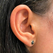 Load image into Gallery viewer, Pair of 14k Gold Genuine Natural Black Rose Cut Diamond Bezel Set Stud Minimalist Dainty Simple Earrings for Women White Yellow Gold