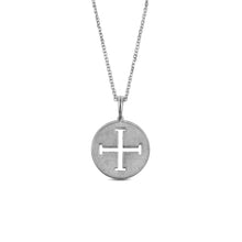 Load image into Gallery viewer, 14k Solid Yellow Gold Genuine Diamond Jerusalem Cross Heavyweight Medallion Disc Pendant Necklace and Adjustable Chain for Women