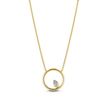 Load image into Gallery viewer, 14K Gold Necklace Genuine Diamond Round Shape Pendant on Chain Adjustable Chain Length for Women Yellow White Rose
