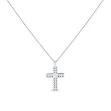 Load image into Gallery viewer, 18k Solid Gold and Genuine Natural Diamond Micro Pave Cross Pendant Necklace and Chain for Women