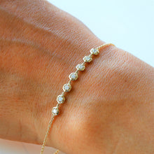 Load image into Gallery viewer, 14k Gold Genuine Diamond Bezel Dainty Delicate Stacking Layering Hand Chain Bracelet for Women in White Yellow or Rose Gold