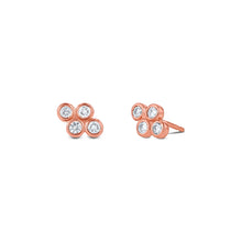 Load image into Gallery viewer, Single Half Pair of 14k Gold Genuine Diamond 4 Bezel Classic Dainty Cluster Stud Earrings for Women in Rose White or Yellow Gold