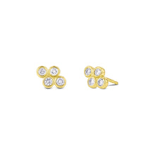 Load image into Gallery viewer, Single Half Pair of 14k Gold Genuine Diamond 4 Bezel Classic Dainty Cluster Stud Earrings for Women in Rose White or Yellow Gold
