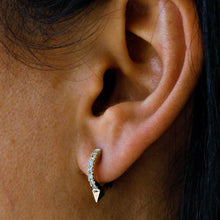 Load image into Gallery viewer, Single (Half Pair) 14k Gold Natural Diamond Huggy Earring with Spike | Single | Minimalist Lobe/Second Hole Earring | Everyday Stud