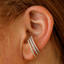 Load image into Gallery viewer, Single 18K Gold & Genuine Diamond Reversible Non-Pierced Ear Cuff in Rose White Yellow Gold
