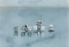 Load image into Gallery viewer, 18k White Gold GENUINE Diamond Cushion Cut Illusion Very High Quality VVS Diamond Stud Earrings