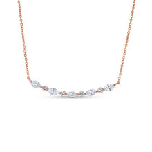 Load image into Gallery viewer, 18k Solid Gold Genuine Natural Diamond Curved Bar Crescent Necklace For Women Adjustable Drawstring Chain