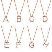 Load image into Gallery viewer, 14k Solid Gold Natural Diamond Initial Pendant W/ Chain | Diamond Letter Necklace | Diamond Alphabet Monogram Jewelry