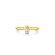 Load image into Gallery viewer, 14k Solid Gold Genuine Natural Diamond Baguette and Round Vertical Rectangle Ring for Women in White Yellow or Rose Gold