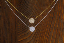 Load image into Gallery viewer, 14k Gold and Genuine Diamond Micro-Pave Circle Disc Necklace for Women with High Quality Diamonds
