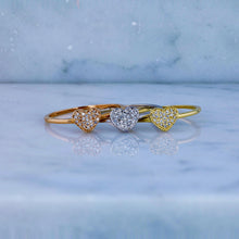 Load image into Gallery viewer, 14k Solid Gold and Natural Diamond Micro-Set Pave Heart Ring | Dainty Sweet Sixteen Bat Mitzvah Gift | Heart Stack Ring | Love Jewelry