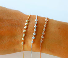 Load image into Gallery viewer, 14k Gold Genuine Diamond Bezel Dainty Delicate Stacking Layering Hand Chain Bracelet for Women in White Yellow or Rose Gold