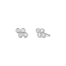 Load image into Gallery viewer, Single Half Pair of 14k Gold Genuine Diamond 4 Bezel Classic Dainty Cluster Stud Earrings for Women in Rose White or Yellow Gold