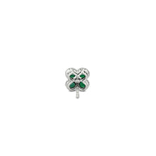 Load image into Gallery viewer, 18k White Gold and Genuine Diamond Natural Sapphire | Emerald | Ruby Clover Stud Earrings with Very High Quality Stones for Women or Girls