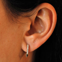 Load image into Gallery viewer, Single (Half Pair) 14k Gold Natural Diamond Huggy Earring with Spike | Single | Minimalist Lobe/Second Hole Earring | Everyday Stud