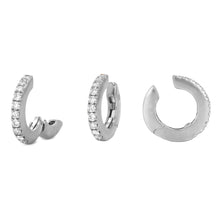 Load image into Gallery viewer, 14k or 18k Solid Gold Genuine Natural Diamond Heavyweight Round Hinged Ear Cuff (Half Pair) for Women in White Yellow and Rose Gold
