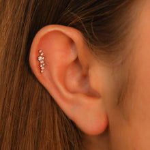 Load image into Gallery viewer, Single (Half Pair) 14K or 18k Gold Genuine Diamond Cluster Spray Ear Climber Crawler Earring Stud White Yellow Rose Gold 1/2" Length