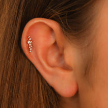 Load image into Gallery viewer, Single (Half Pair) 14K or 18k Gold Genuine Diamond Cluster Spray Ear Climber Crawler Earring Stud White Yellow Rose Gold 1/2" Length