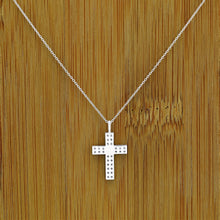 Load image into Gallery viewer, 18k Solid Gold and Genuine Natural Diamond Micro Pave Cross Pendant Necklace and Chain for Women