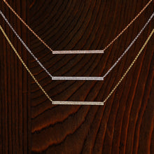 Load image into Gallery viewer, 14k Solid Gold and Genuine Diamond Micro-Pave Bar Trapeze Necklace for Women with Adjustable Length Chain 16"-18"