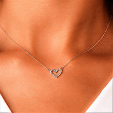 Load image into Gallery viewer, 14k Solid Gold Natural Diamond Classic Open Heart Necklace with Adjustable Chain