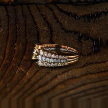 Load image into Gallery viewer, 14k Solid Gold Genuine Natural Diamond Open Band Stacking Ring for Women