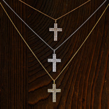 Load image into Gallery viewer, 18k Solid Gold and Genuine Natural Diamond Micro Pave Cross Pendant Necklace and Chain for Women