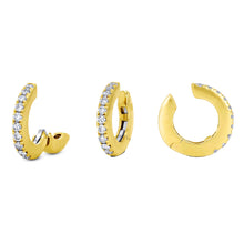 Load image into Gallery viewer, 14k or 18k Solid Gold Genuine Natural Diamond Heavyweight Round Hinged Ear Cuff (Half Pair) for Women in White Yellow and Rose Gold