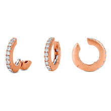 Load image into Gallery viewer, 14k or 18k Solid Gold Genuine Natural Diamond Heavyweight Round Hinged Ear Cuff (Half Pair) for Women in White Yellow and Rose Gold