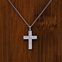 Load image into Gallery viewer, 18k Solid Gold and Genuine Natural Diamond Micro Pave Cross Pendant Necklace and Chain for Women