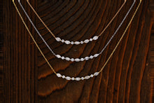 Load image into Gallery viewer, 18k Solid Gold Genuine Natural Diamond Curved Bar Crescent Necklace For Women Adjustable Drawstring Chain