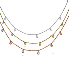 Load image into Gallery viewer, 14K Solid Gold Genuine Natural Diamond Bezel Drop Station Diamonds By The Yard Necklace