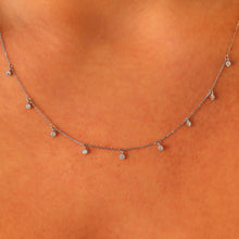 Load image into Gallery viewer, 18k Solid Gold Natural Diamond Round Solitaire Drop Necklace with Adjustable Drawstring Chain