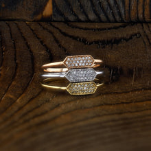 Load image into Gallery viewer, 14k Solid Gold and Genuine Natural Diamond Hexagon Shaped Ring w/ High Quality Stones in White, Yellow or Rose Gold for Women