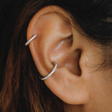 Load image into Gallery viewer, 14k or 18k Solid Gold Genuine Natural Diamond Heavyweight Round Hinged Ear Cuff (Half Pair) for Women in White Yellow and Rose Gold