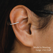 Load image into Gallery viewer, 14k or 18k Solid Gold Genuine Natural Diamond Heavyweight Round Hinged Ear Cuff (Half Pair) for Women in White Yellow and Rose Gold