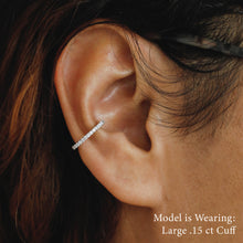 Load image into Gallery viewer, 14k or 18k Solid Gold Genuine Natural Diamond Heavyweight Round Hinged Ear Cuff (Half Pair) for Women in White Yellow and Rose Gold