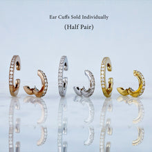 Load image into Gallery viewer, 14k or 18k Solid Gold Genuine Natural Diamond Heavyweight Round Hinged Ear Cuff (Half Pair) for Women in White Yellow and Rose Gold