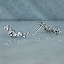 Load image into Gallery viewer, 14k or 18k Solid Gold Genuine Natural Baguette and Round Diamond Ear Climber