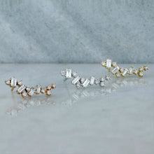 Load image into Gallery viewer, 14k or 18k Solid Gold Genuine Natural Baguette and Round Diamond Ear Climber