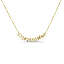 Load image into Gallery viewer, 14k Solid Gold Genuine Natural Diamond Baguette and Round Curved Bar Necklace for Women