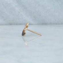 Load image into Gallery viewer, Single (Half Pair) 14k Gold Genuine Black and White Diamond Moon and Star Earring for Women 14k Yellow Rose and White Gold