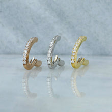 Load image into Gallery viewer, Single (Half Pair) 14k or 18k Gold & Genuine Diamond Hinged Heavyweight Non-Pierced Ear Cuff in White Yellow or Rose Gold for Women or Girls