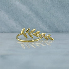 Load image into Gallery viewer, 14k Gold and Genuine Diamond Micro-Pave Leaf Petal Ring | Gold and Diamond Vine Ring for Women