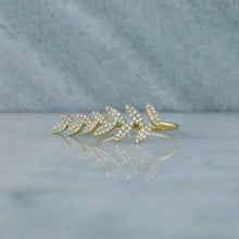 Load image into Gallery viewer, 14k Gold and Genuine Diamond Micro-Pave Leaf Petal Ring | Gold and Diamond Vine Ring for Women