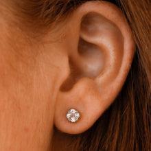 Load image into Gallery viewer, 18k White Gold GENUINE Diamond Cushion Cut Illusion Very High Quality VVS Diamond Stud Earrings