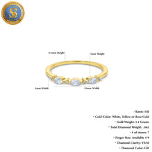 Load image into Gallery viewer, 14k Solid Gold Genuine Natural Diamond Wedding Band Stack Ring for Women White Yellow or Rose Gold